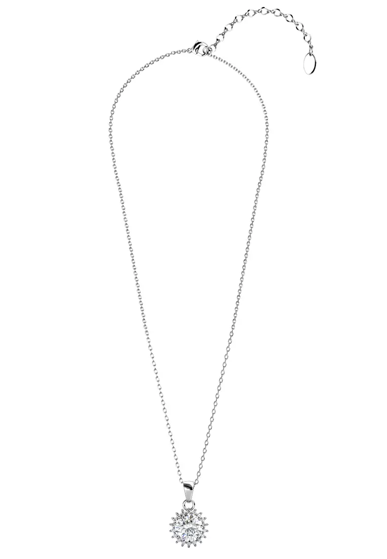 Berlian Moissanite Florale Set Pendant & Earring [GRA CERTIFICATE MOISSANITE DIAMOND] - Anting Kalung Moissanite Diamond with 925 Silver by Her Jewellery