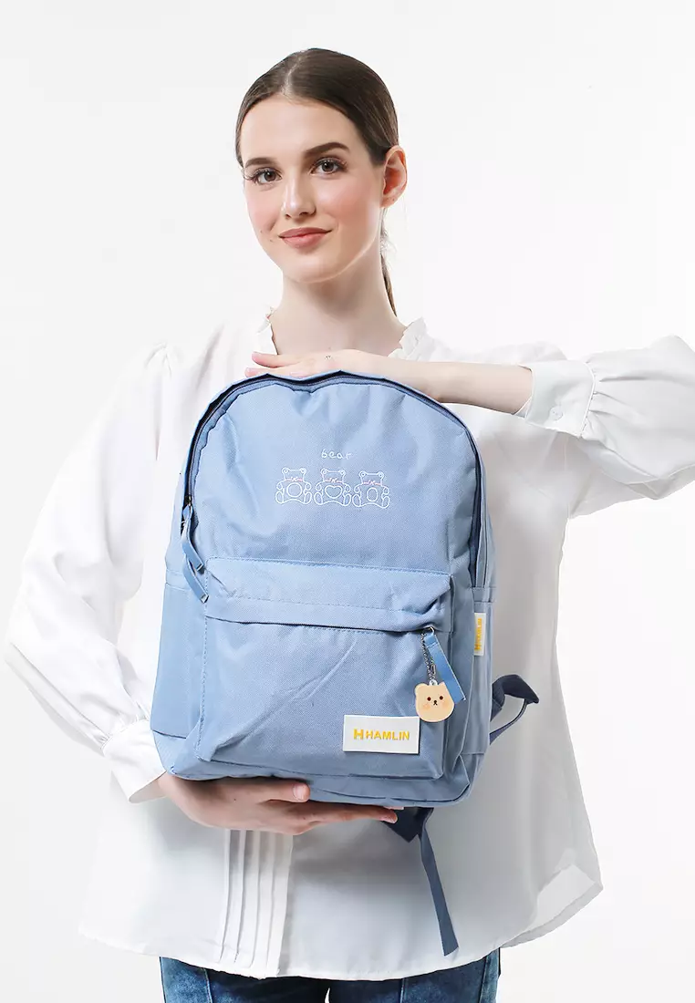 Afra Tas Ransel Wanita Desain Simple Backpack Motif Bear Material Nylon ORIGINAL - Tosca