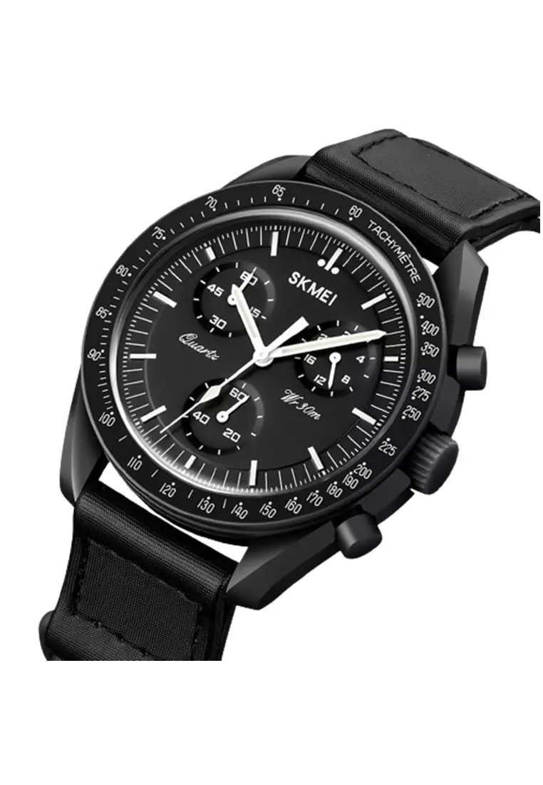 Jam Tangan Pria Analog Wanita 1982 Nylon Strap Tahan Air ORIGINAL - Black