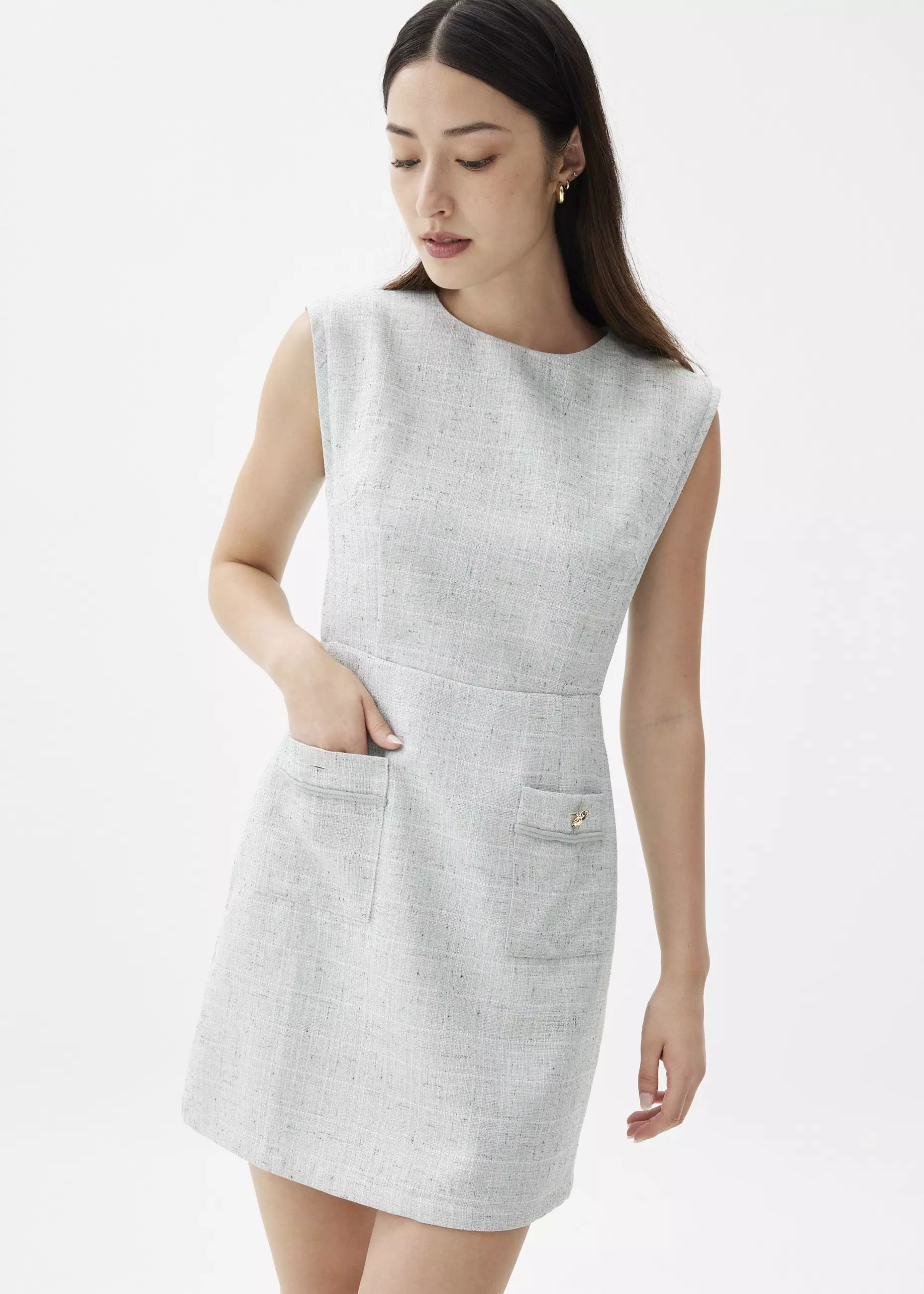 Dress Wanita - Aria Tweed A-line Mini Dress