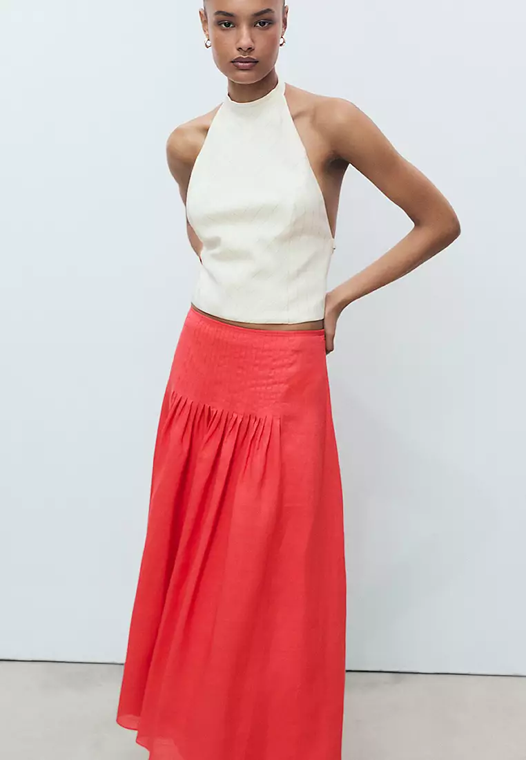 Ramie Pleated Skirt