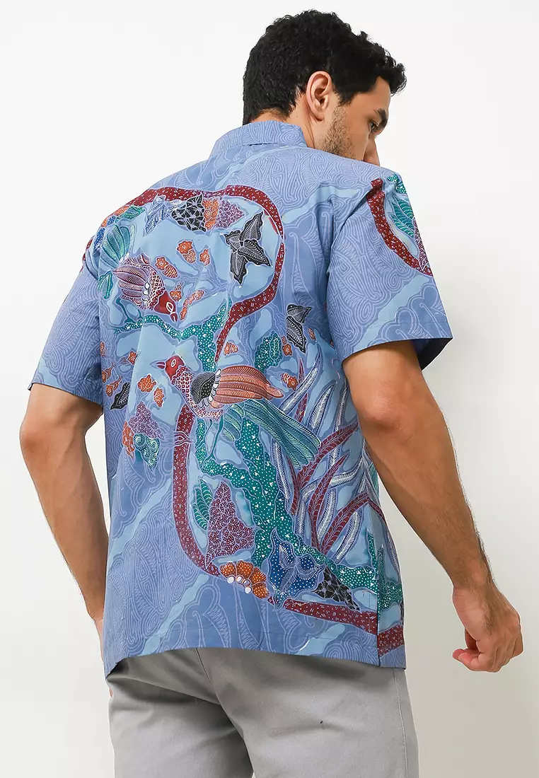 Wagindra Kemeja Batik Tulis Premium Pria Casual Modern Lengan Pendek