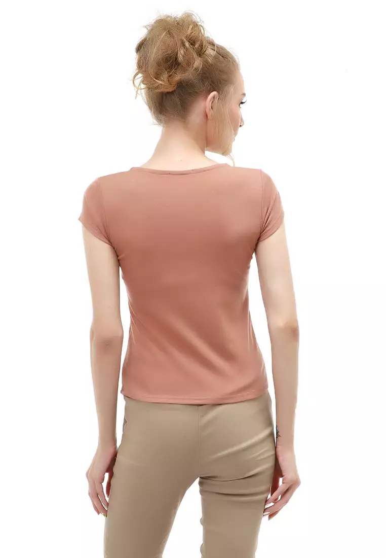 Genevie Kaos Kasual Wanita Vneck Lengan Pendek Material Cotton ORIGINAL - Millo