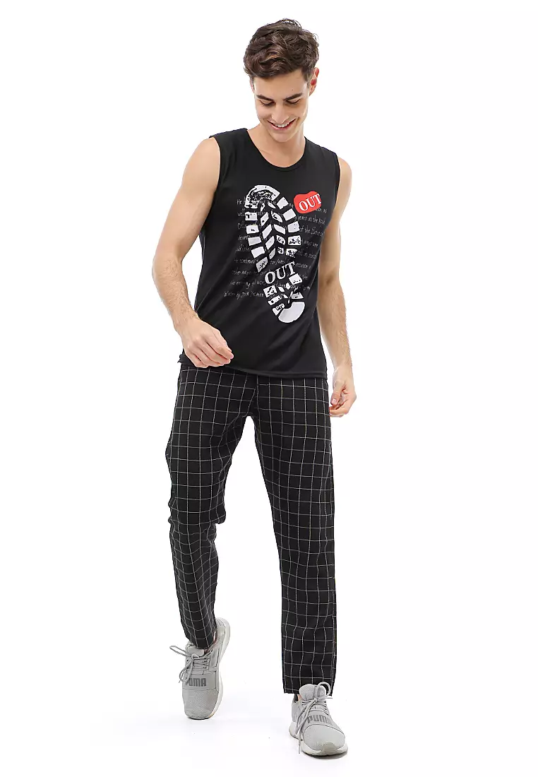 Agies Pakaian Dalam Pria Tank Top Singlet Out Motive Material Cotton ORIGINAL - Black