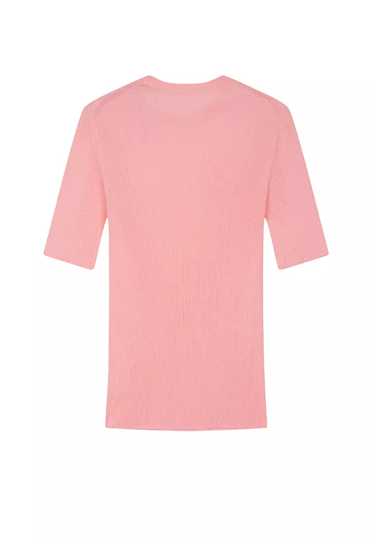 棉修身超薄款短袖套頭針織衫