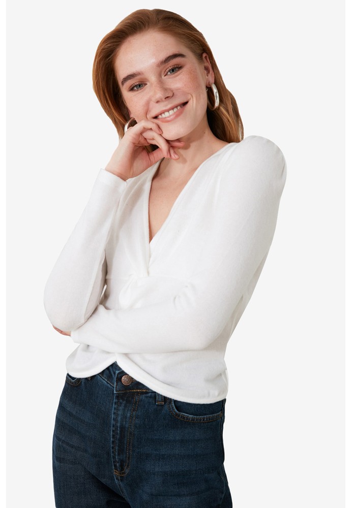 Jual Trendyol Front Knot Detail Knit Top Original | ZALORA ...