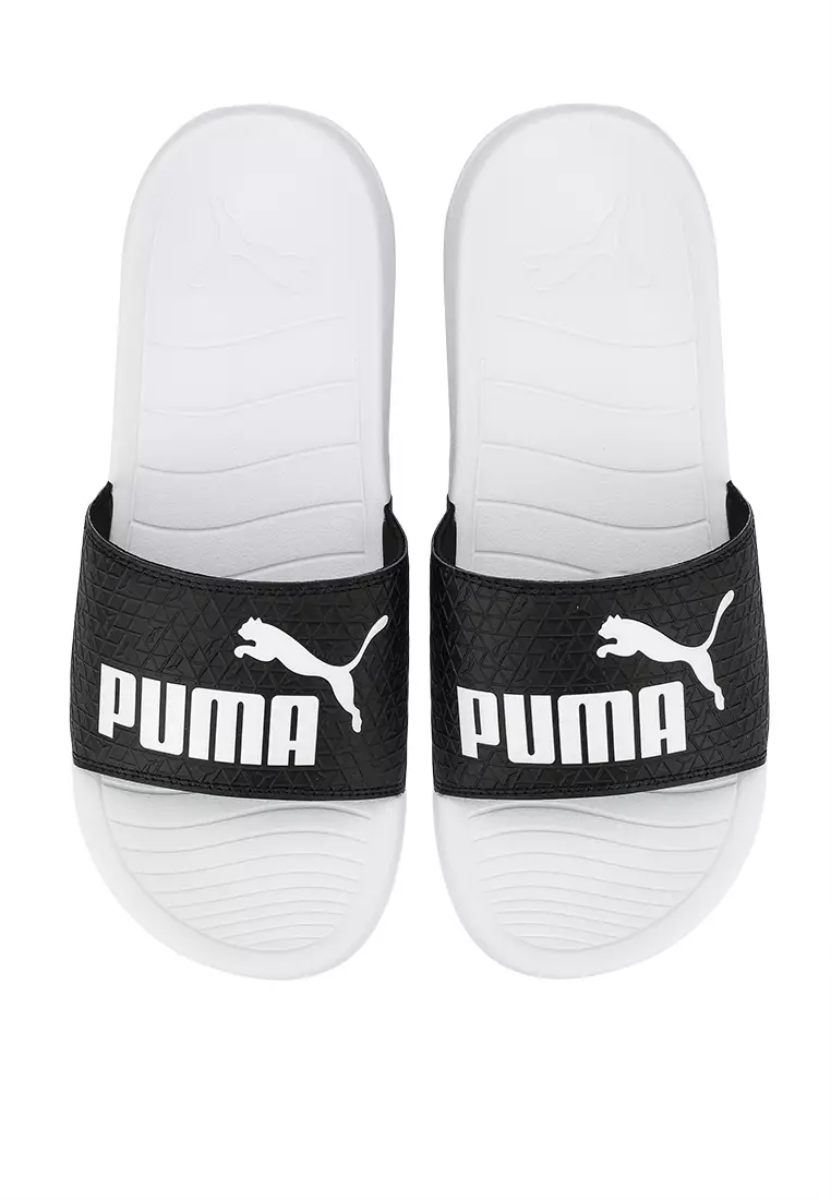 Puma slides clearance black and white