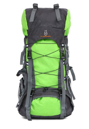 Jackbox green FlameHorse Steel Support Camping Travelling Hiking Backpack 60L 154-LigG 74E08ACA4070CFGS_1
