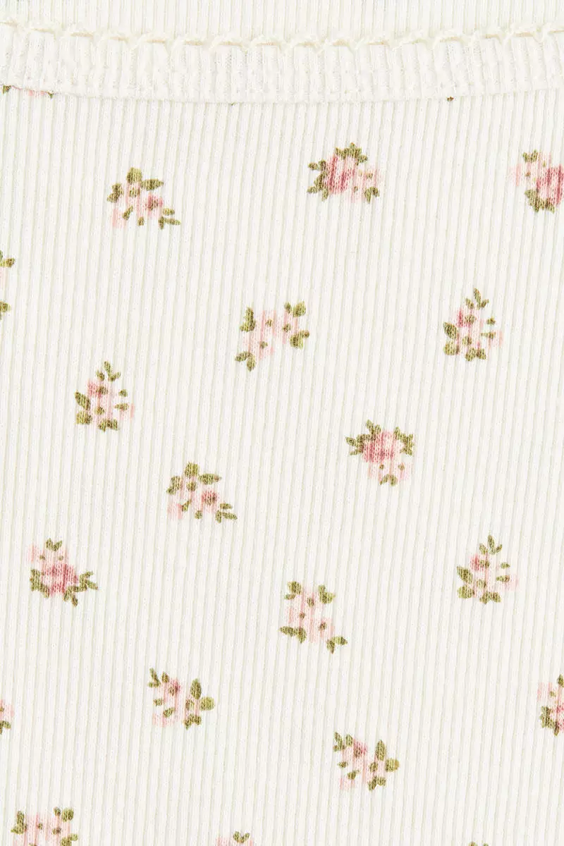 Picot-trimmed ribbed T-shirt