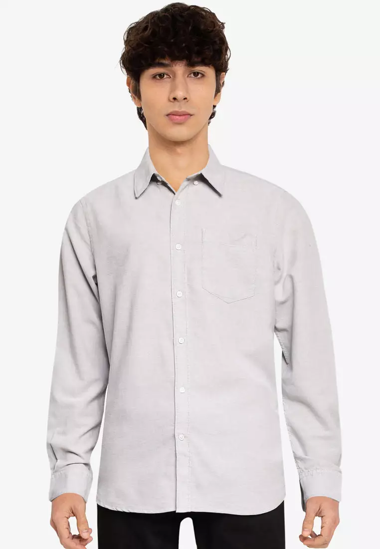 Men's Shirt Calvin Klein Regular Plain 100% cotton collar French Long sleeve