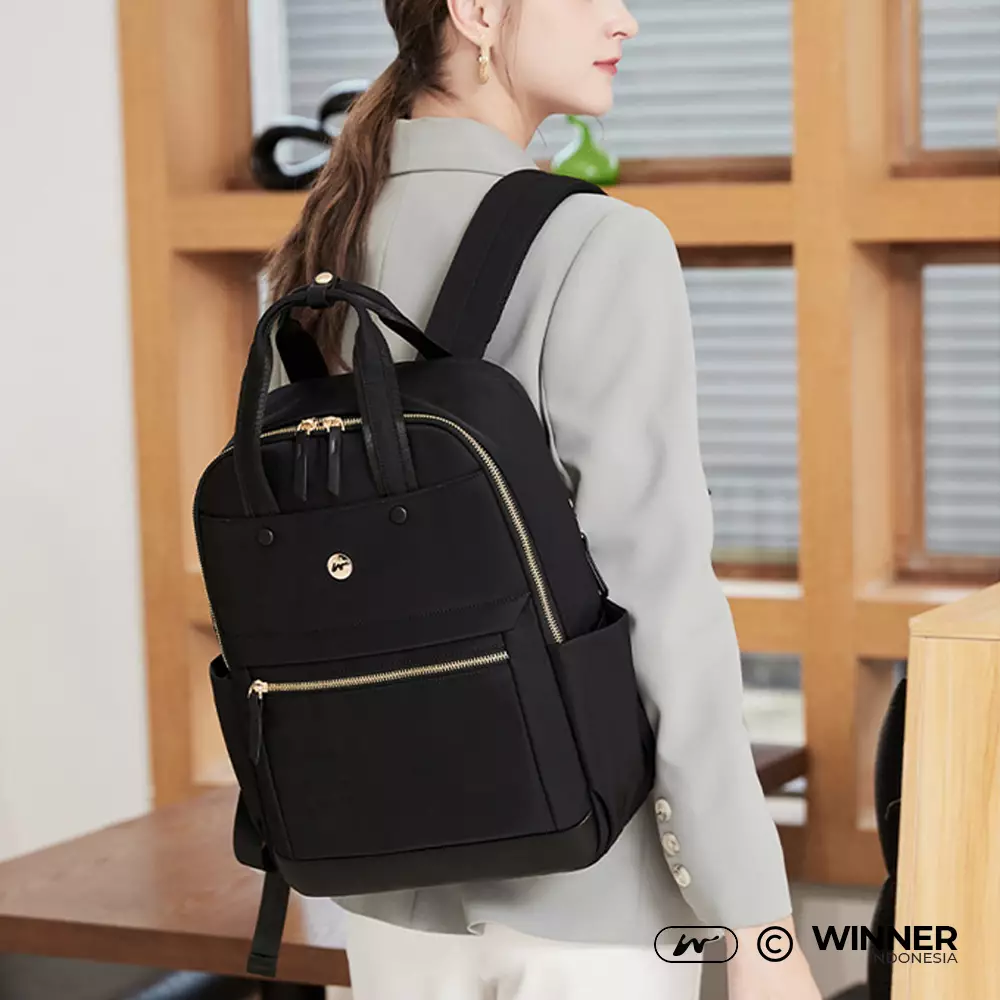 Tas Ransel Laptop 14 inch Oxford Anti-Air Backpack Korean Style (T14-010) - Warna Khaki 14 inch