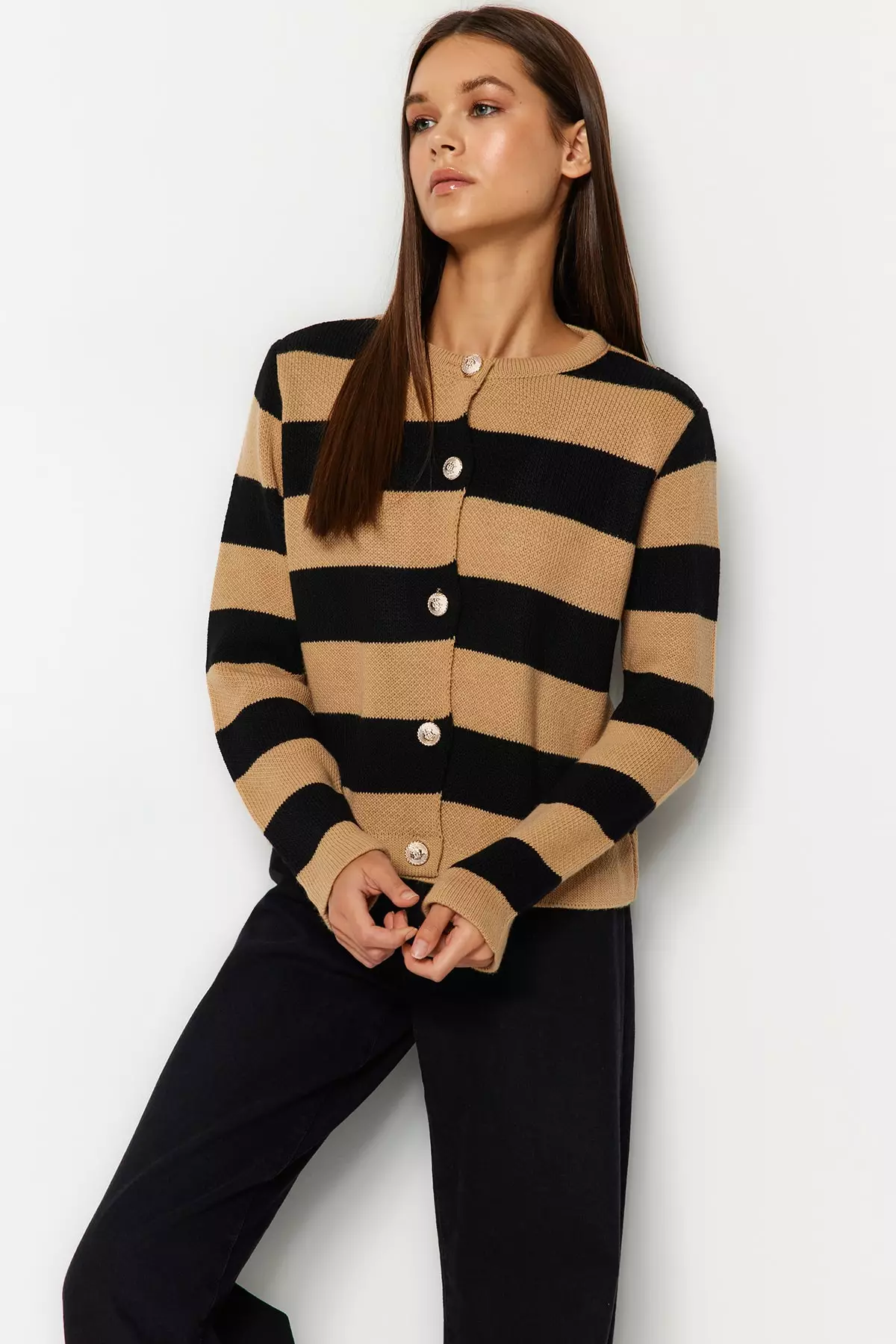 Striped Basic Knitwear Cardigan