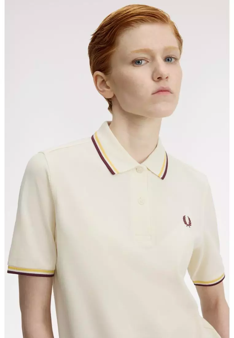 Fred Perry G3600 Twin Tipped Fred Perry Shirt (Ecru / Lemon Barley / Oxblood)