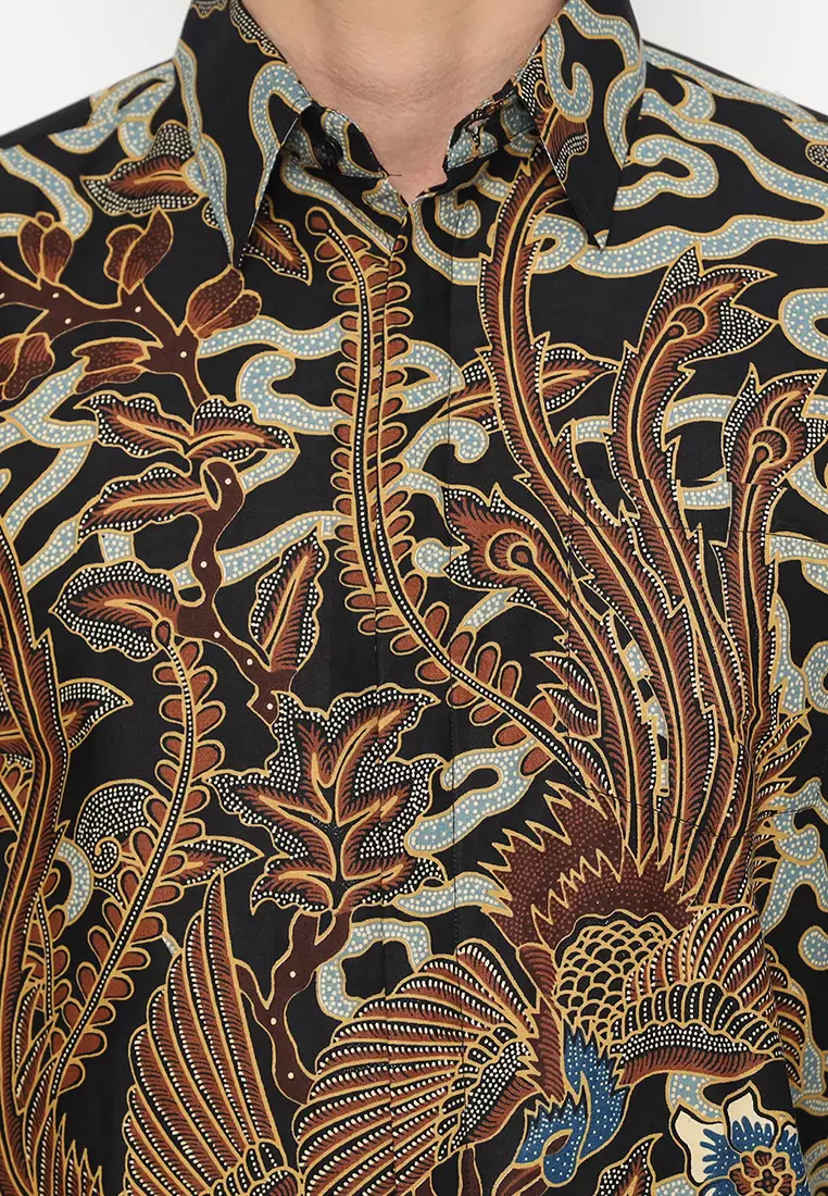 Kemeja Batik Pria Reswara - Black/Blue