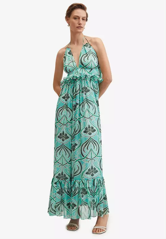 Open Back Printed Dress