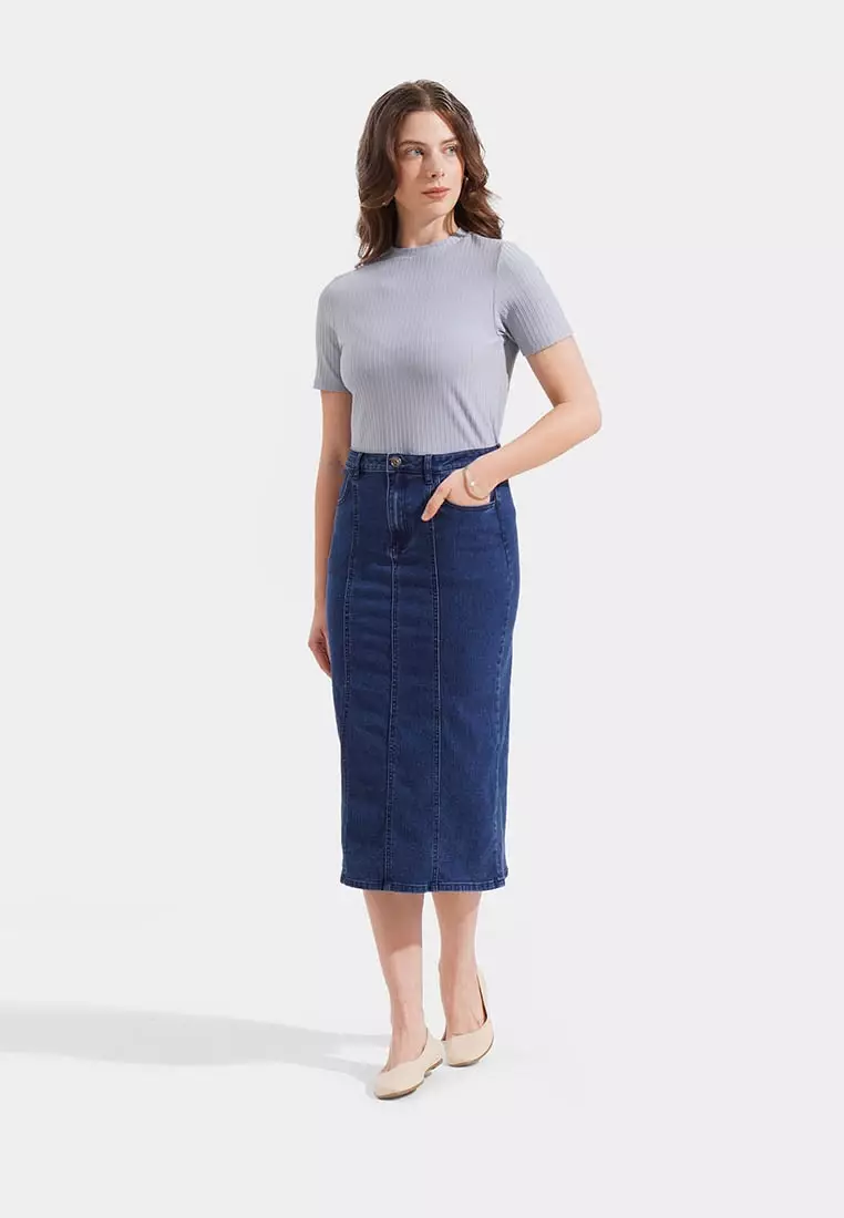 Denim Midi Skirt