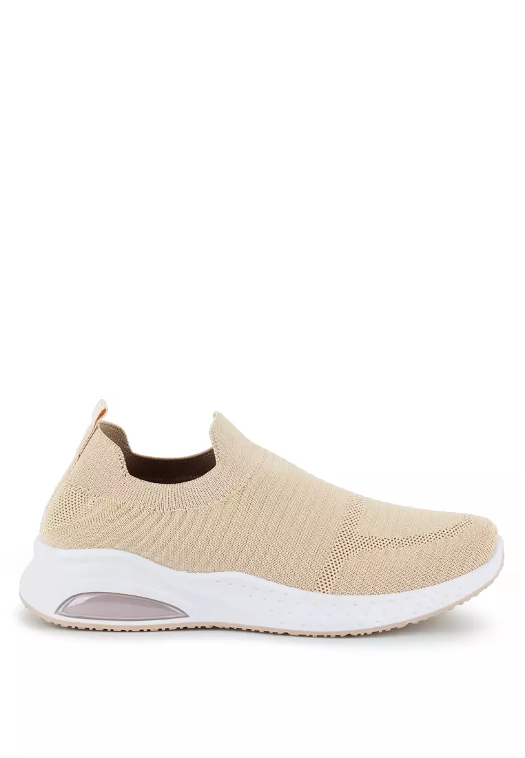 Discount on London Rag  shoes - SKU: Beige Knitted Slip On Sneakers