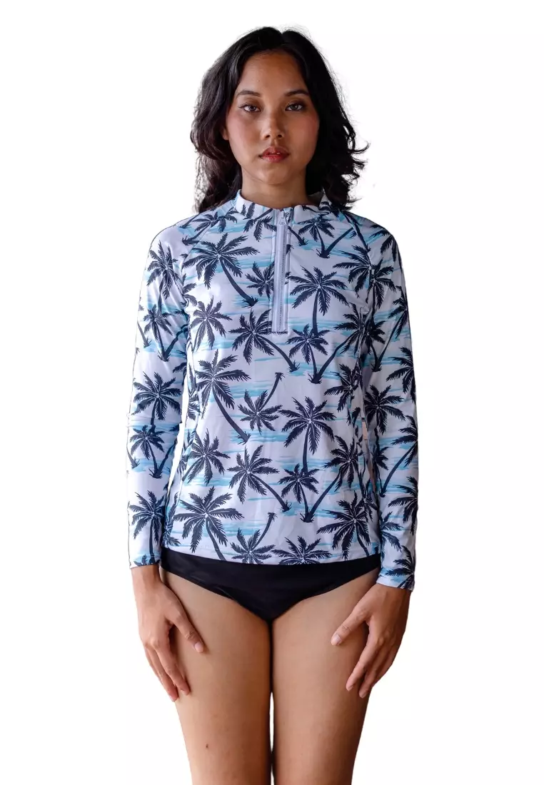 Buy PINK N' PROPER Lola Tropical Long Sleeve Rash Guard Zip Up 2 Piece