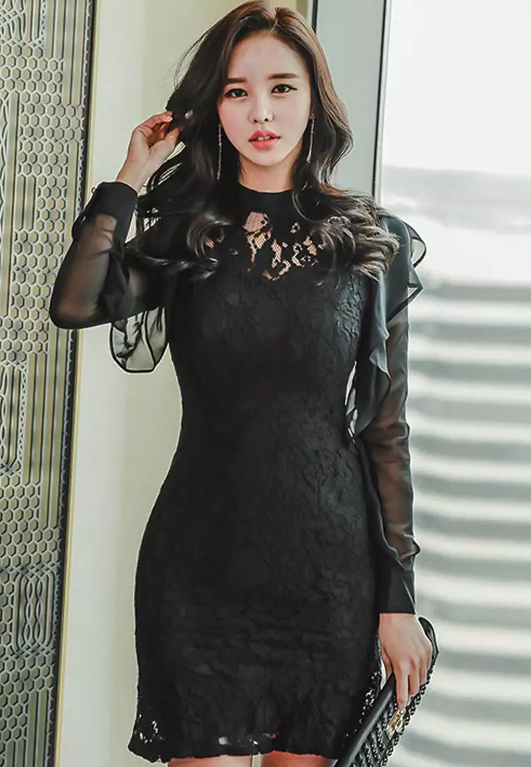 Sunnydaysweety F/W Black Lace One Piece Dress UA101808 2025 | Buy ...