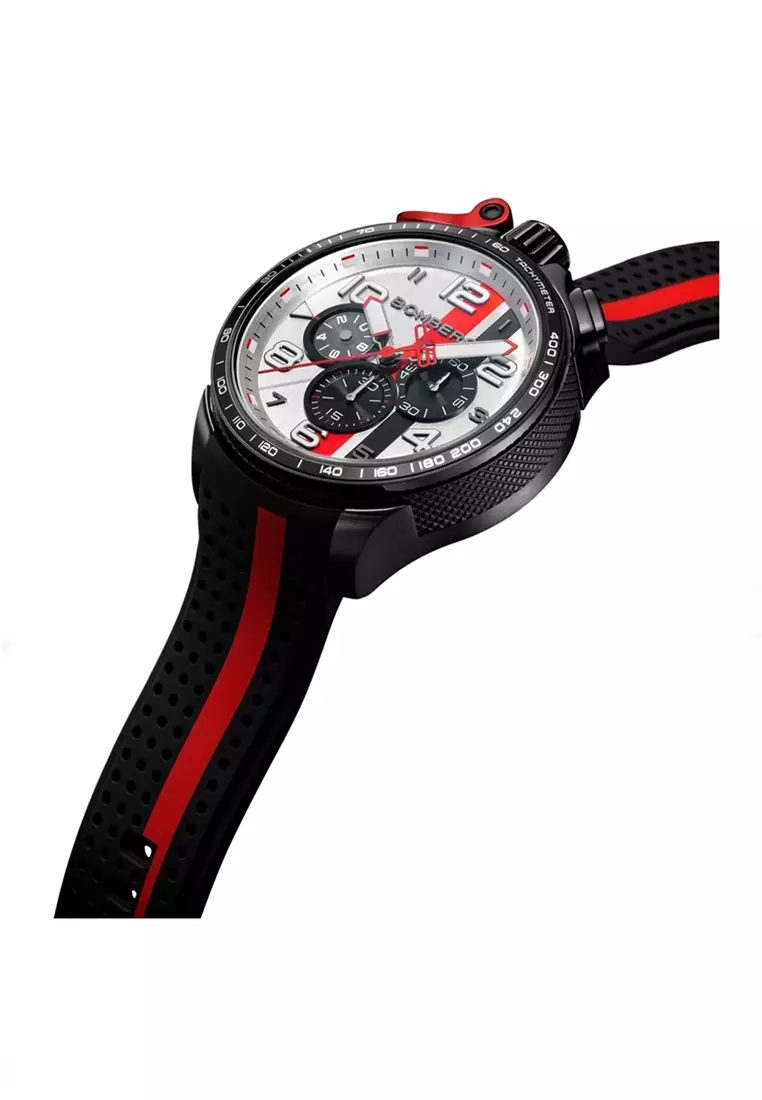 BOLT-68 RACING BLACK RED STRIP QUARTZ 45mm MEN WATCH (BS45CHPBA.059-13.12)