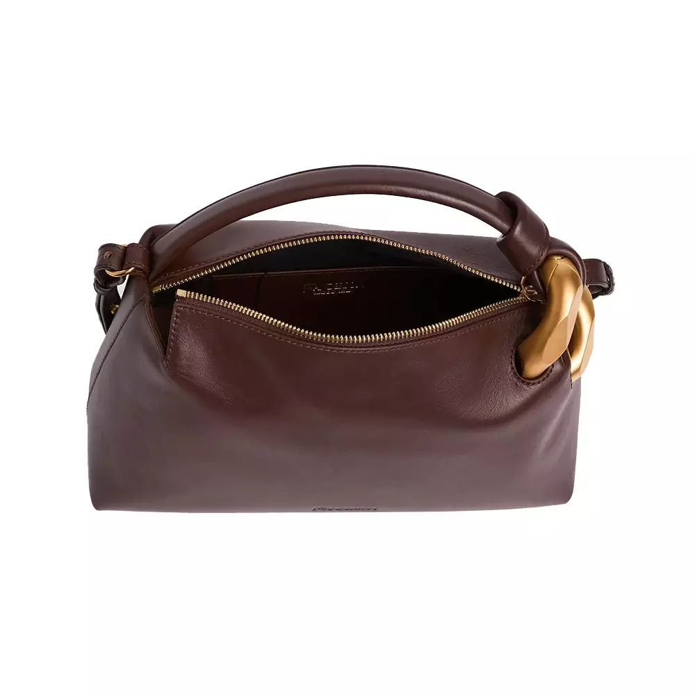 Small Corner Bag Leather Crossbody Bag Deep Walnut Ghw