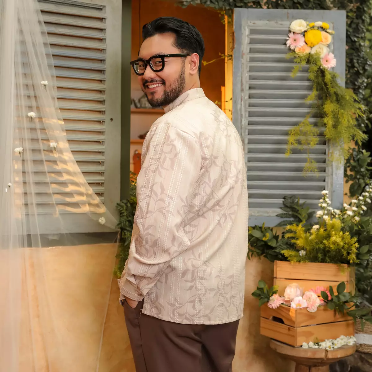 [Raya Collection] ZM Zaskia Mecca - Reave Blush - Kemeja Pria Panjang - Primadona Series Lilya Senja