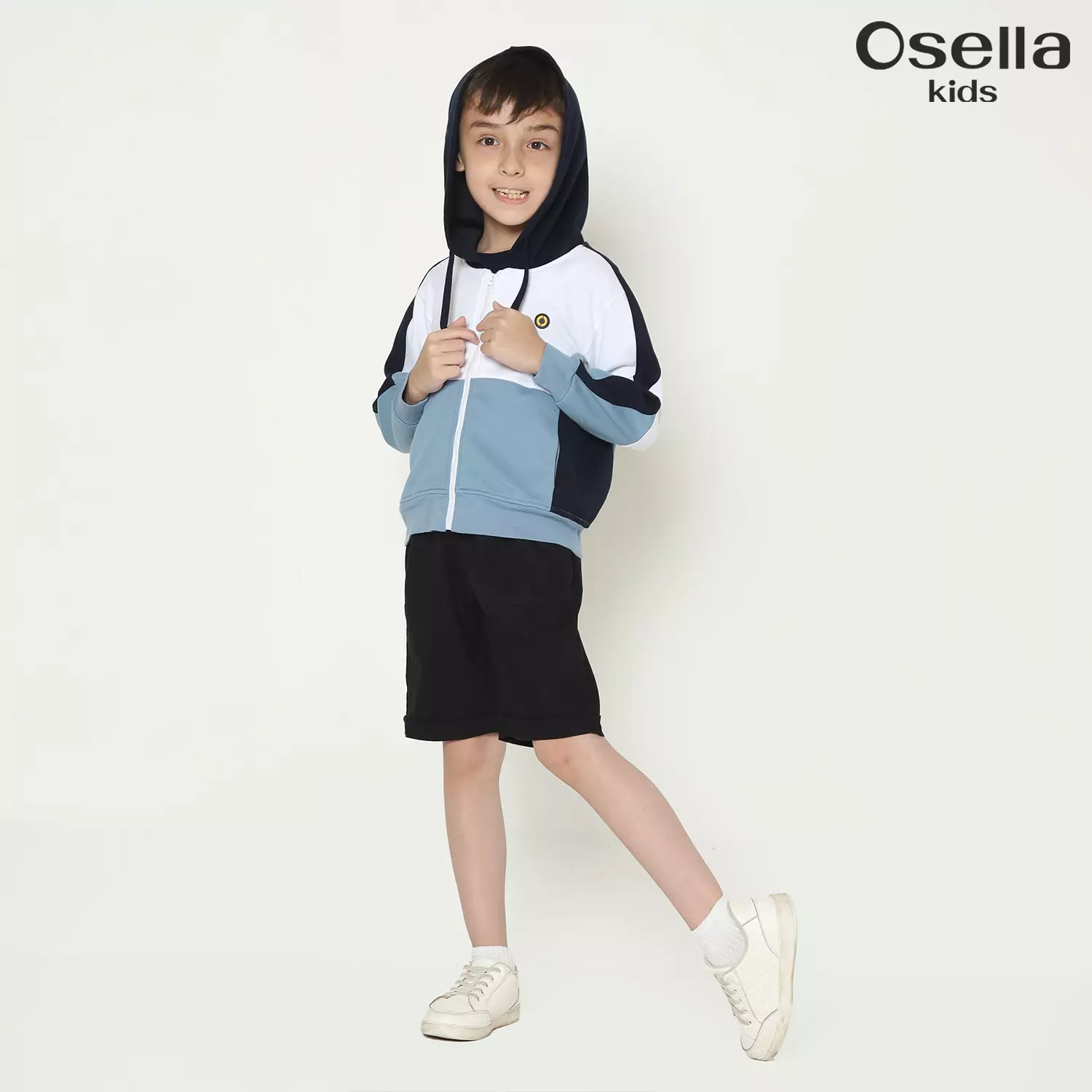 Osella Multicolor Hoodie Jacket in Aqua Blue 2261500536 | Jaket Anak Laki Laki