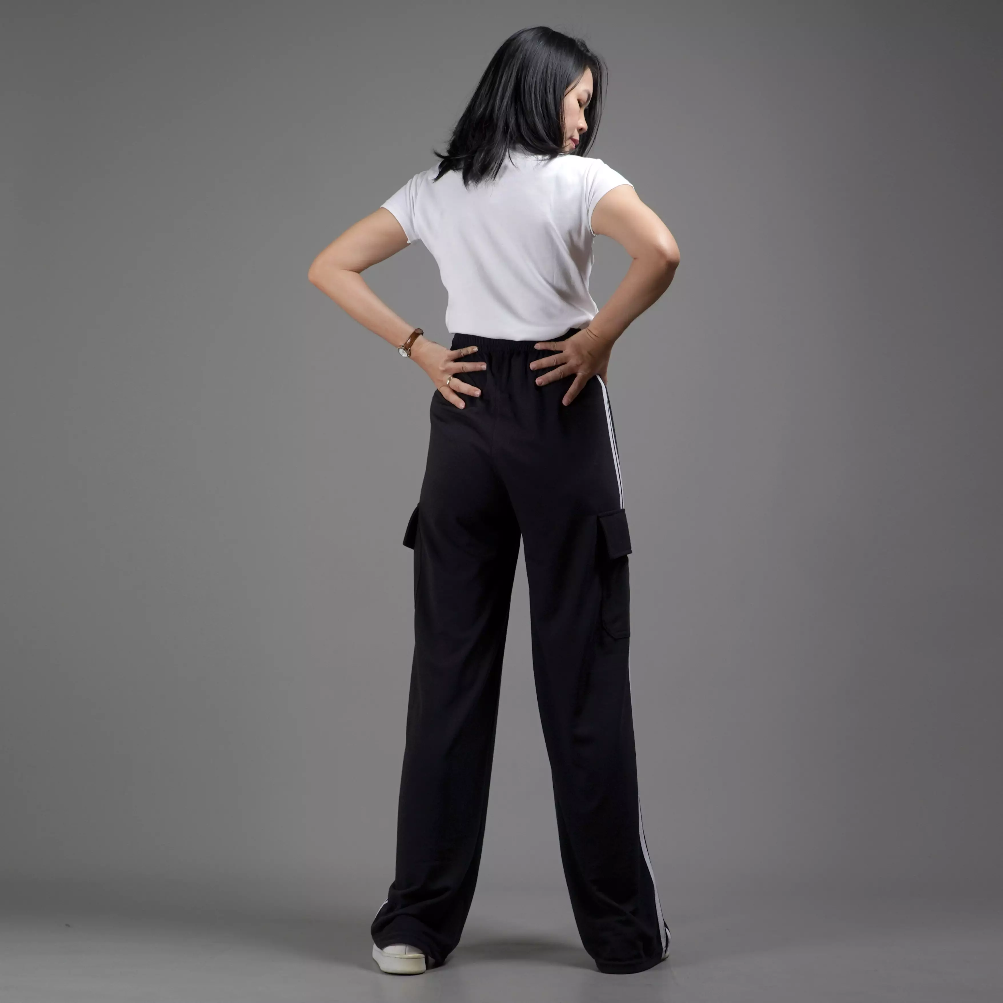  JOLIE Cargo Pants Wanita Celana Kargo Wanita Panjang - HITAM
