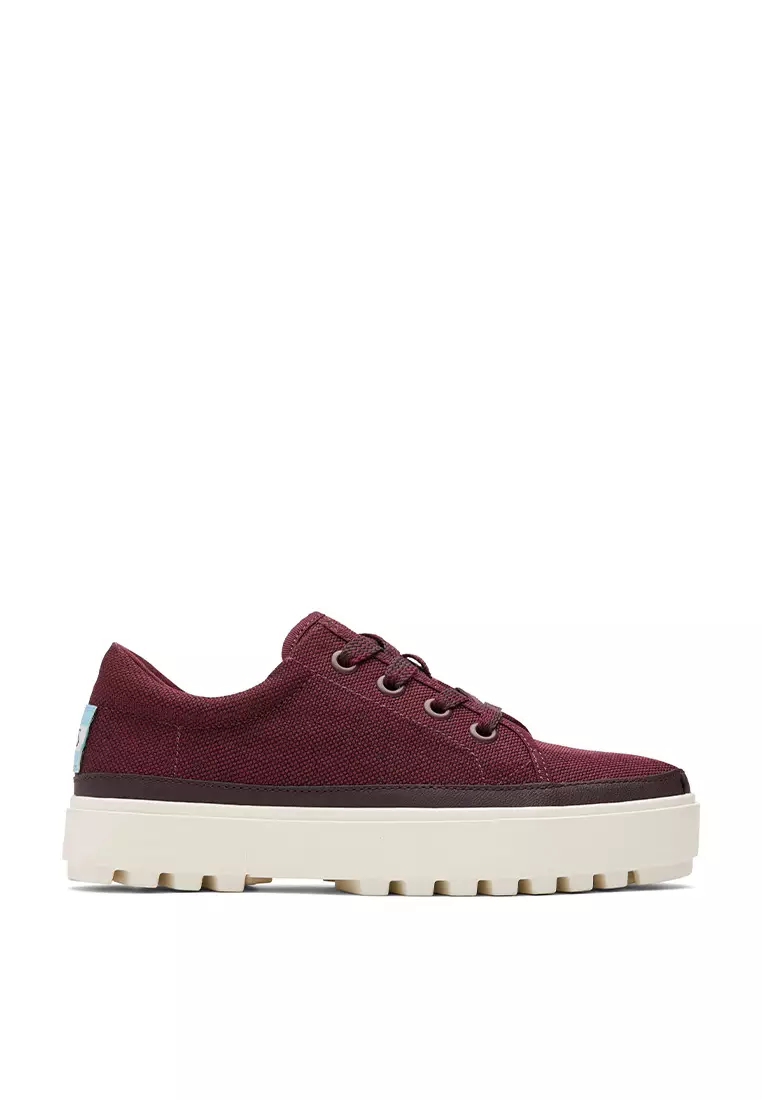 Discount on Toms  shoes - SKU: Sneakers Lace Up Lug Women Burgundy Heavy Canvas