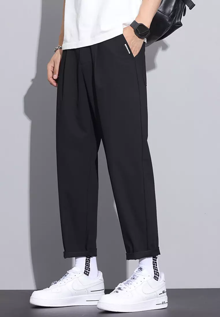 彈性腰圍修身西褲