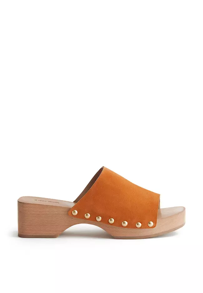 Leather wooden clogs outlet