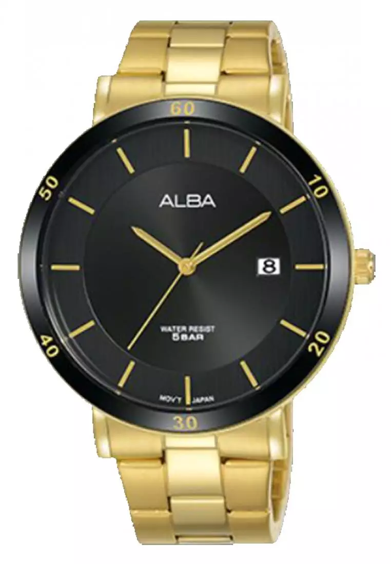 Jam Tangan Pria Alba Prestige Original Garansi Resmi AS9H66 AS9H66X1 Strap Stainless Steel Gold