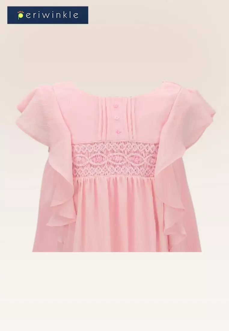 Juliette Girls Pink Tunic Dress with Smocking and Embroidery Details