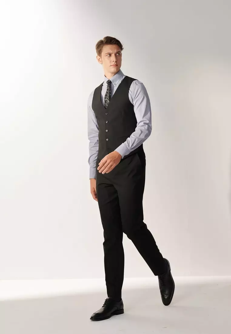 Milano Collection Navy Blue Striped Classic Fit Shirt