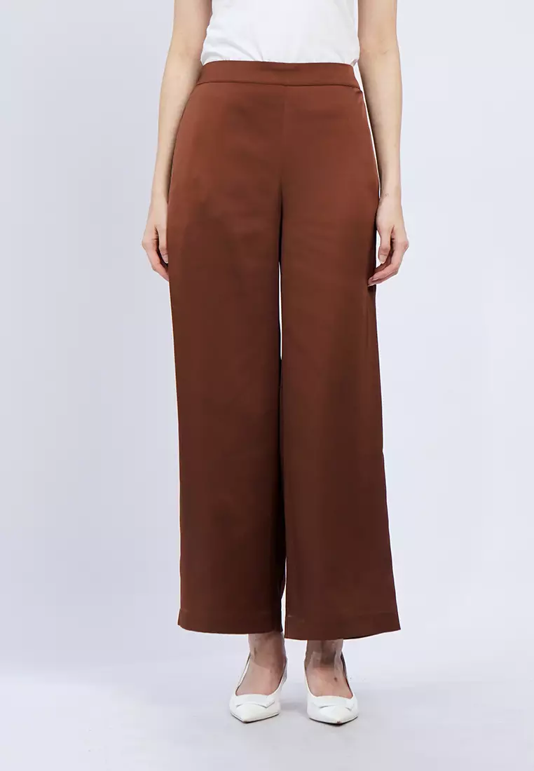 High Waist Satin Wide Leg Pants