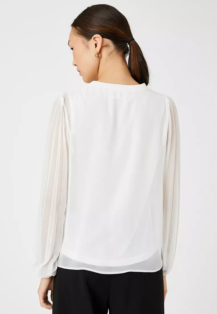 Pleated Sleeves Chiffon Blouse