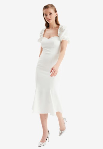 Trendyol white Sweetheart Neck Dress 40518AA60F2DBFGS_1