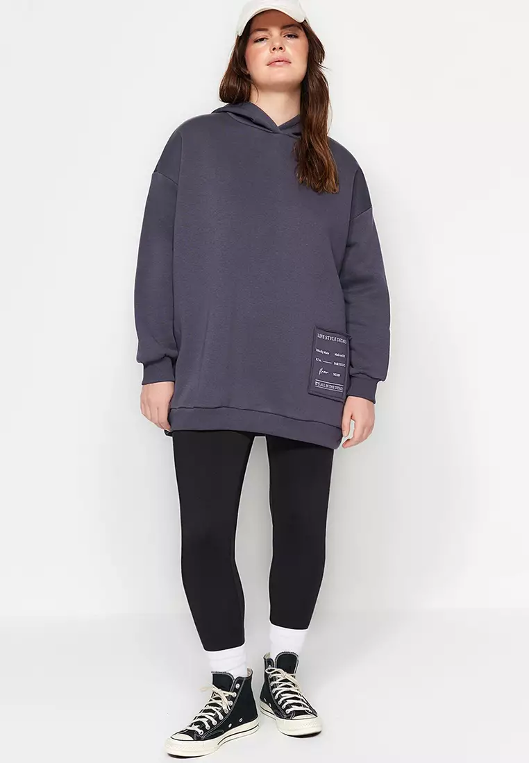 Anthracite Embroidery Detail Oversize Knitted Sweatshirt Tbbaw24Ao00018