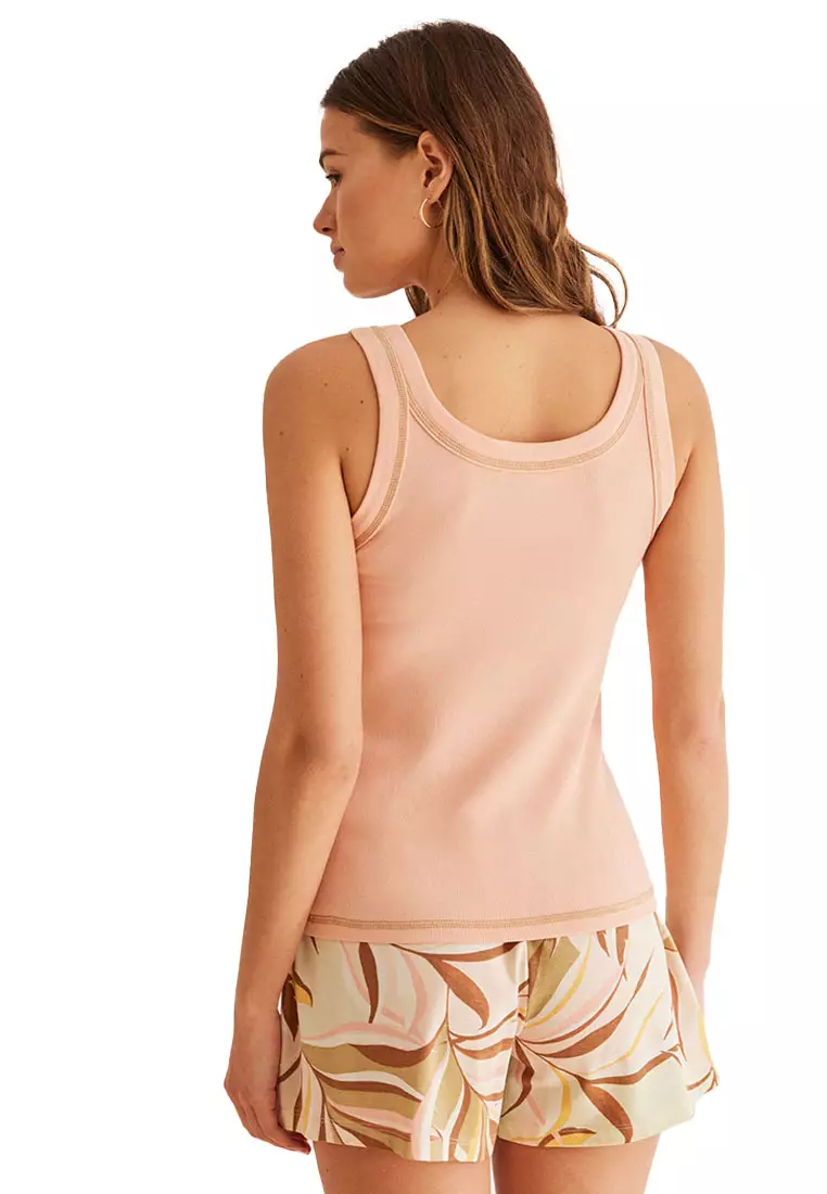 Tropical Pajamas With Straps And Shorts