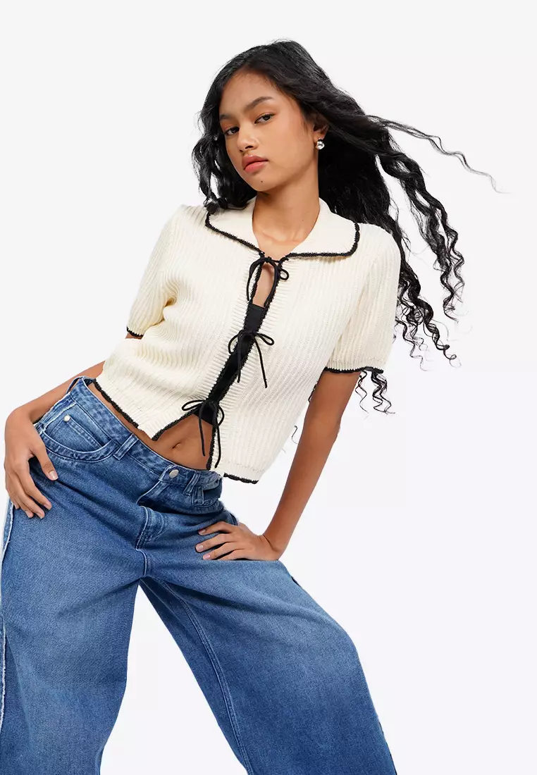 Contrast Hem Short Sleeve Top