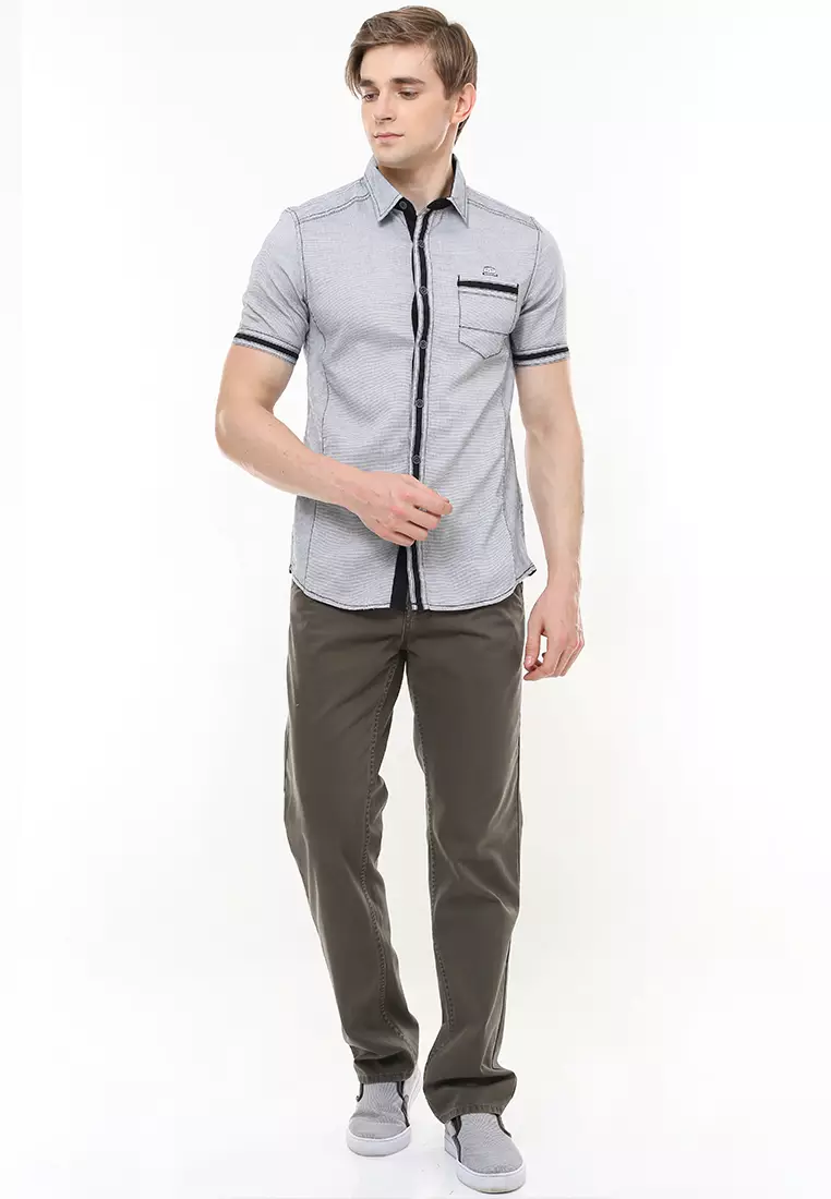LGS - Slim Fit - Kemeja Casual - Grey - Motif - JSH.391.S757F.572.C