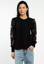 Black/Detail: Frill Dot Sleeve