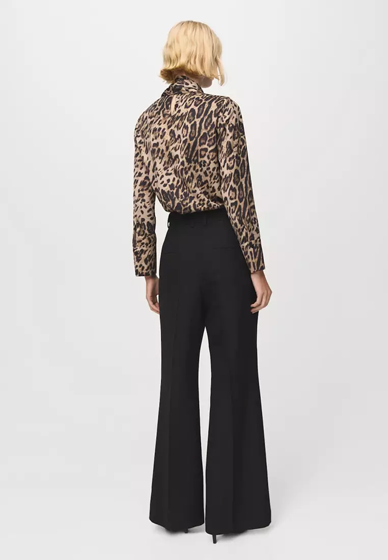 Animal-Print Blouse With Scarf