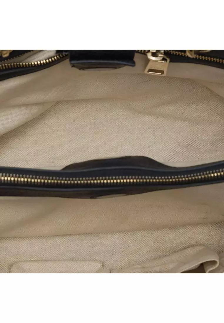 Pre-Loved Gucci Medium Canvas Flora Knight Bamboo Shopper Satchel