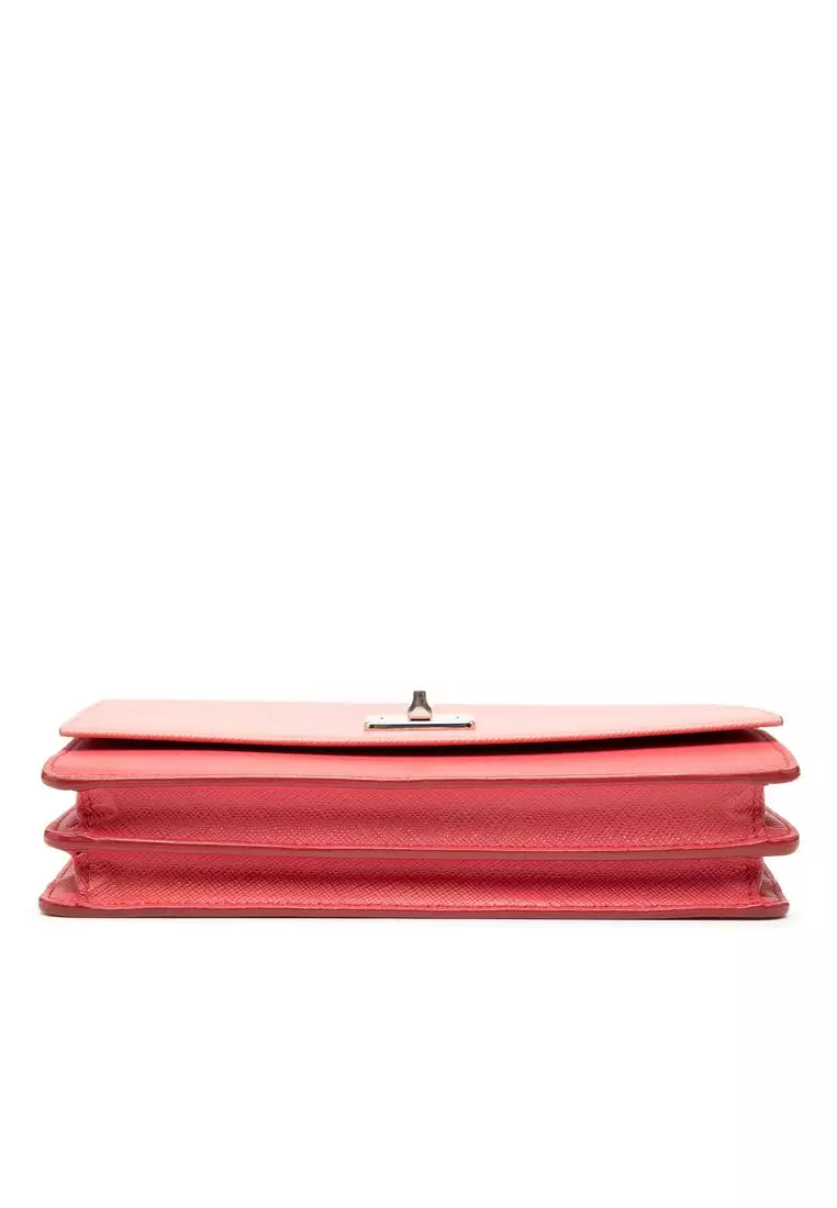 Pre-Loved Prada Saffiano Turn Lock Wallet On Strap