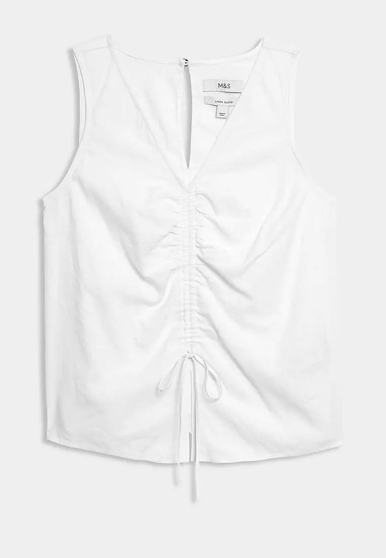 Ruched Front V-Neck Vest