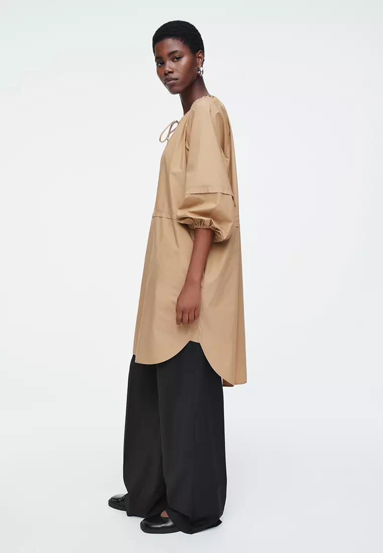 Buy COS Tie-Detail Gathered Cotton Dress 2026 Online | ZALORA Philippines