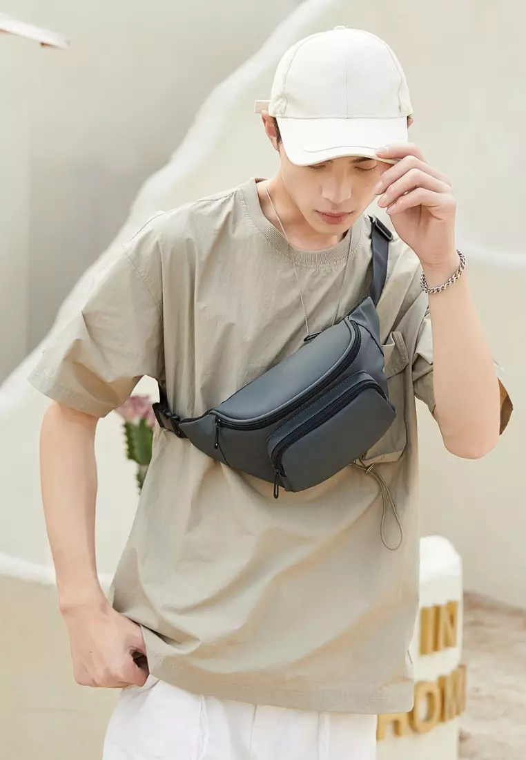Wild Channel Men's Sling Bag Waist Bag Grey 2025 Buy Wild