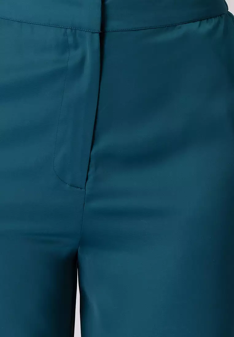 Teal Blue Collared Shirt With Pants And Belt Co-ord Set