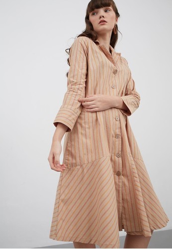 Jual Berrybenka Label Paloma Midi Dress Creme Original Zalora